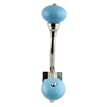 Sky Blue Ceramic Silver Iron Hooks